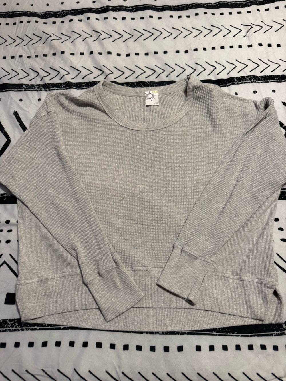 aerie Light Gray Long Sleeve Waffle Knit Top